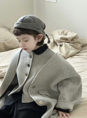 羊绒儿童毛呢外套女童双面呢子大衣两件套男童韩版童装秋冬呢大衣