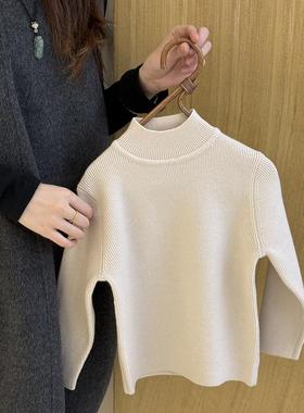 儿童毛衣2024新款秋冬季女童男童宝宝高领女款大童韩系穿搭针织衫