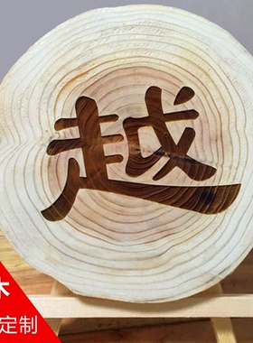 杉木年轮实木刻字镭射二维码木牌