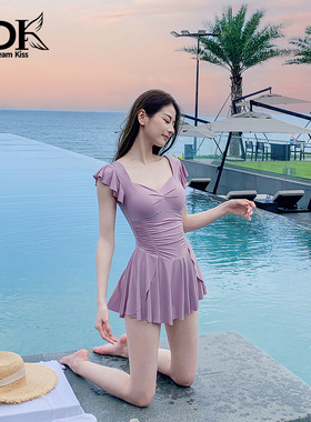 DK游泳衣女2025新款保守裙式遮肚显瘦温泉高级感小胸聚拢女士泳装