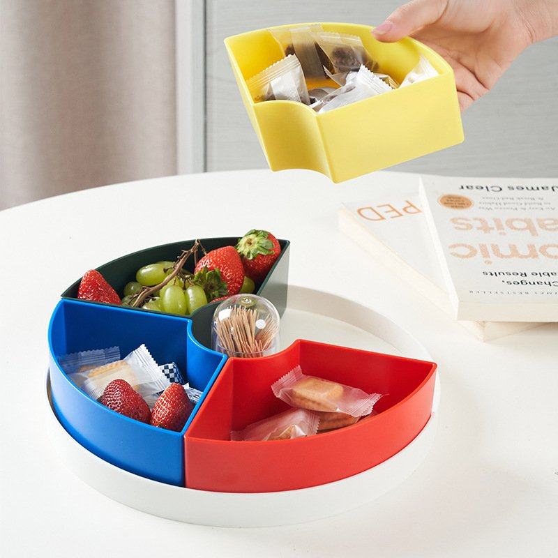 进口孟菲斯创意四分格果盘瓜子盘糖果盒客厅茶几坚果零食盘北欧风