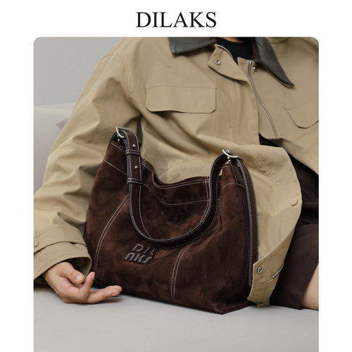 迪莱克丝官方正品麂皮腋下包