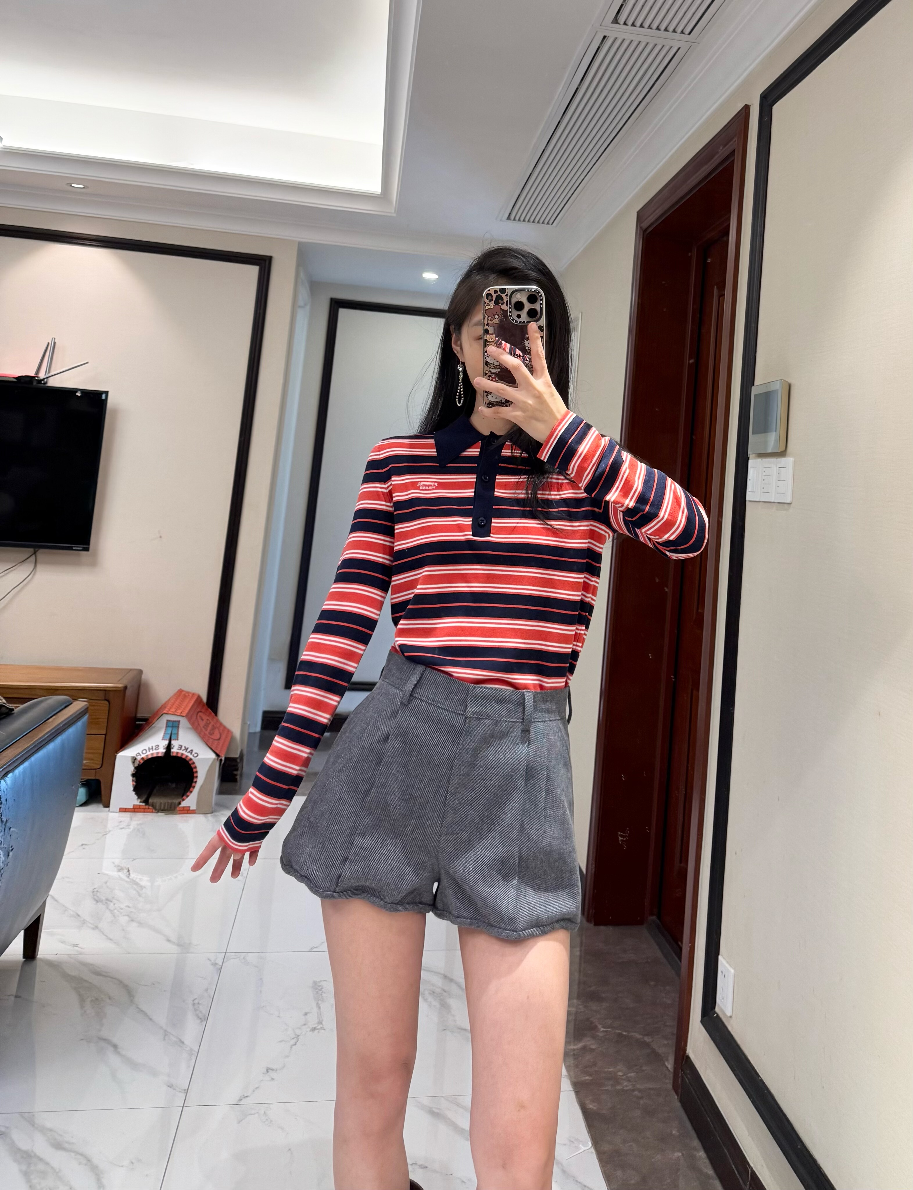 1.21 更新Pd 红蓝条纹翻领长袖蚕丝梭织合身T恤  VIP链接无退换,女装/女士精品,POLO衫,淘宝优惠券,粉丝福利购,淘宝优惠卷