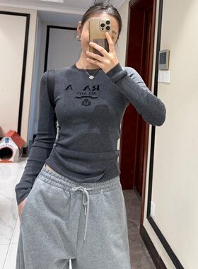 10.30更经典螺纹打底灰色精纺绵羊毛蚕丝混纺圆领 VIP链接无退换