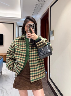 VIP链接 1.21 无退换 复古外套 绿格子翻领格子美式 更新 大小姐