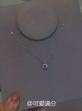 蓝色小方糖吊坠项链女高级感轻奢小众百搭气质锁骨链2025新款颈链