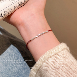 小众设计感碎银子红绳脚链女简约百搭脚环不掉色轻奢高级精致脚饰
