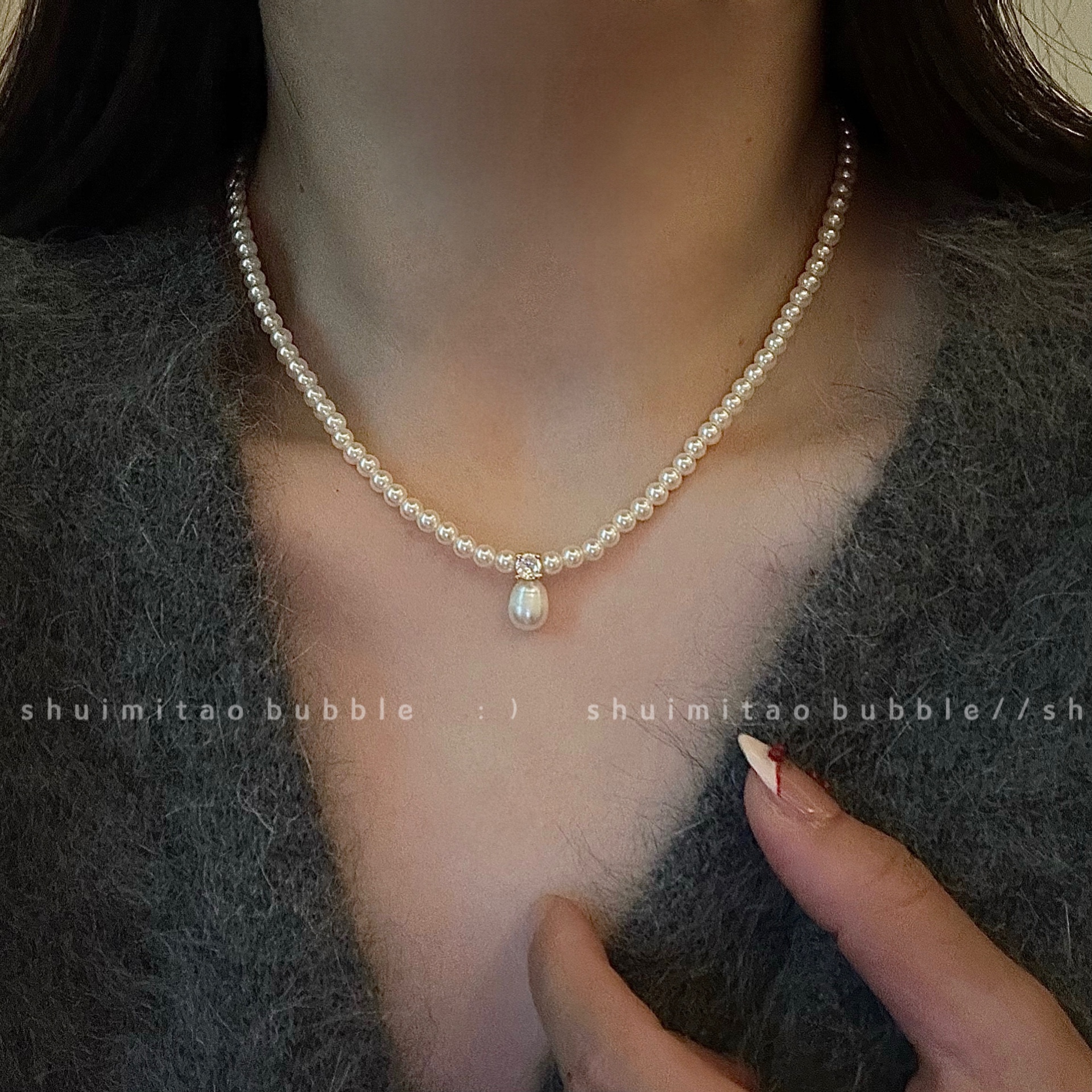 韩系百搭闪锆珍珠项链女配饰高级感轻奢小众气质颈链choker锁骨链
