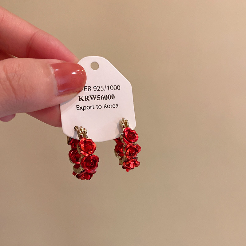 玫瑰花锆石耳圈耳扣女2025新款爆款高级感耳钉巨好看耳环精致耳饰,饰品/流行首饰/时尚饰品新,耳钉,淘宝优惠券,粉丝福利购,淘宝优惠卷