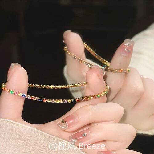 「浪漫甜心」彩色锆石金色复古高级感手链女新款轻奢小众精致手饰