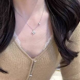 2026新品双生四叶草项链女轻奢小众设计感锁骨链时尚潮流精致礼物