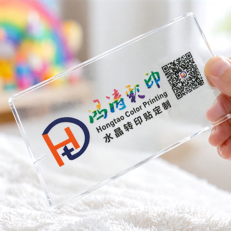 水晶标UV转印贴定制立体LOGO分离茶叶标签透明不干胶烫金撕膜留字