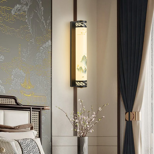 宋氏美学灯具新中式壁灯客厅背景墙灯楼梯专用壁灯过道卧室床头灯