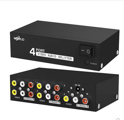 迈拓mt-104av音视频分配器一进四出dvd机顶盒电视分频器同步画面