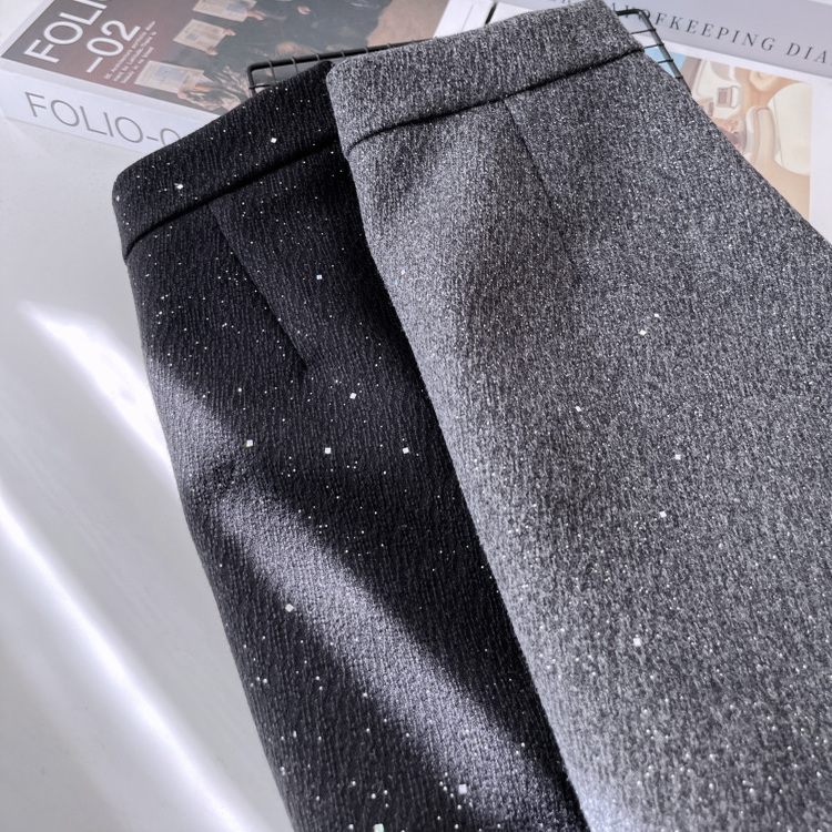 半身裙女2025新款冬季女装韩版包臀木耳边拼接西装毛呢短裙女