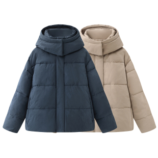 纯色拉链棉服外套A11 时尚 秋冬新欧美女士双层领连帽长袖 保暖棉衣