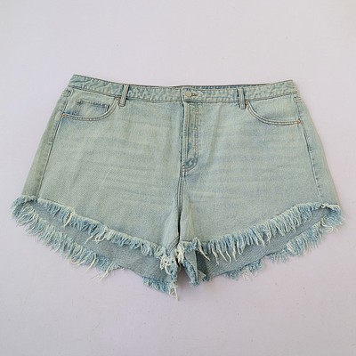 大码女士水洗纯棉牛仔裤高腰短裤