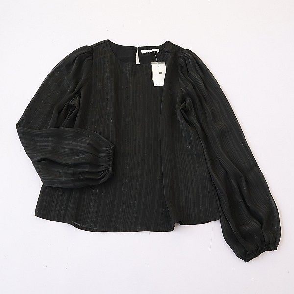 春夏新款欧美女士圆领长袖条纹衬衫  时尚气质短款百搭套头衫C14