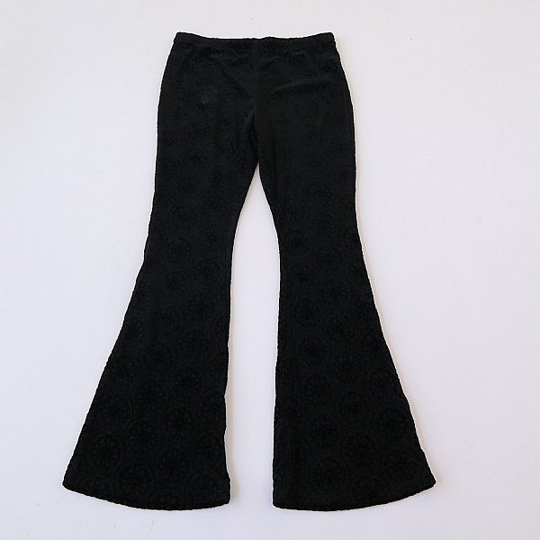 花纹松紧腰微喇裤中小童高腰长裤