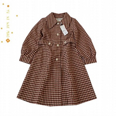 翻领九分袖千鸟格呢子风衣单排扣