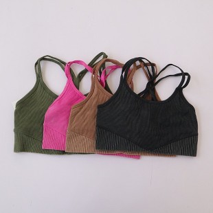 套头背心D11 弹力纯色短款 春夏新款 欧美女士性感交叉背针织美背 