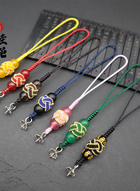 小葫芦挂绳手绳文玩配饰菩提镶口帽钉挂饰创意中国结红色手机挂件