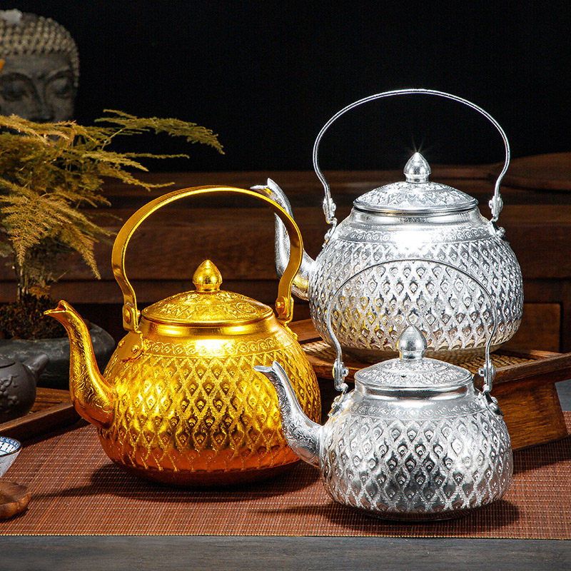 泰国银色茶壶供品日常家用餐厅装饰民族特色傣族复古冷凉水果汁壶,餐饮具,冷水壶,淘宝优惠券,粉丝福利购,淘宝优惠卷