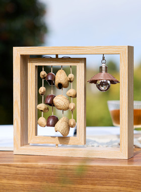 实木旋转排铃音疗乐器解压摆件