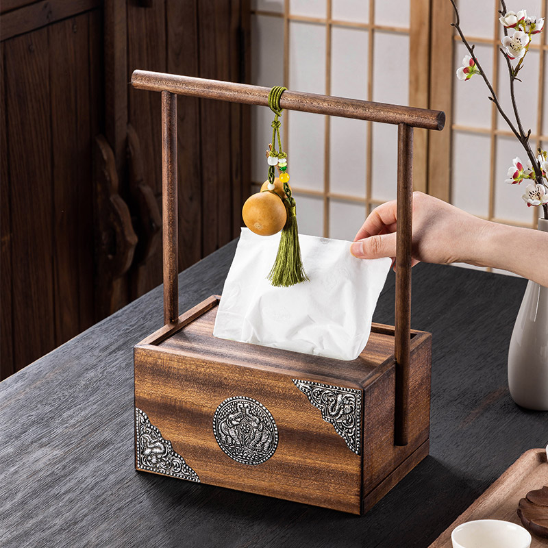 客厅餐桌木质纸巾盒实木抽纸盒