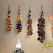 天然真葫芦山核桃松果挂件创意家居餐厅商铺客厅走廊墙上装 饰壁挂