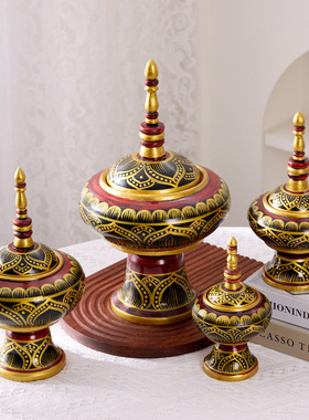 玄关木质首饰盒会所佛塔装饰摆件