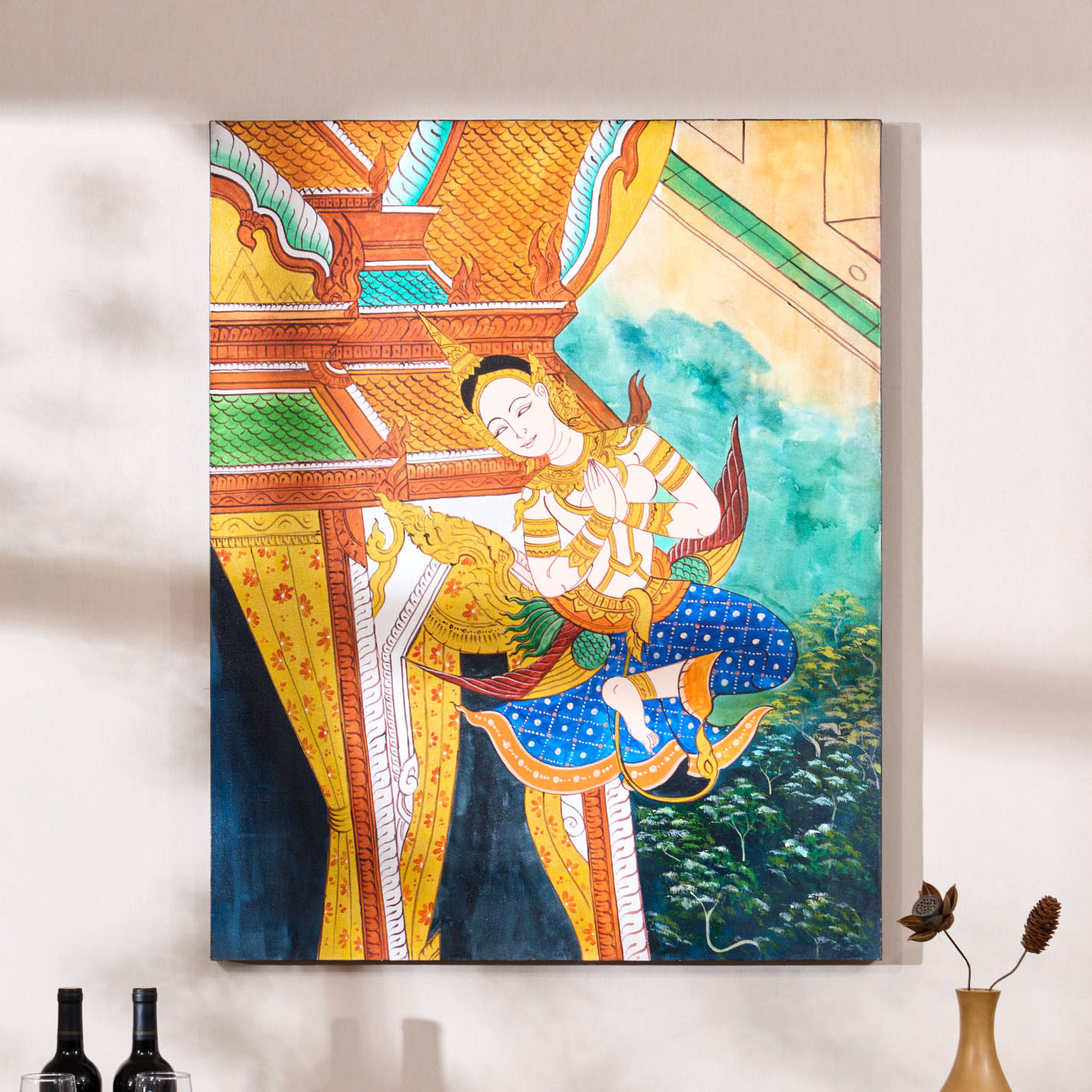 东南亚风格装饰画泰国传统人物金箔挂画会所酒店客厅玄关走廊壁画