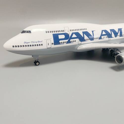 仿真飞机模型空客波音B747泛美航空拼装客机带轮带灯礼品美国航模