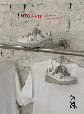 2025秋新款韩版童鞋潮牌NTC中大男女童牛皮轻便水泥灰白色运动鞋
