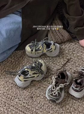 2025冬韩版童鞋潮牌JBM中大男女童加绒保暖复古百搭运动鞋老爹鞋