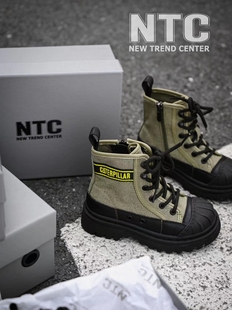 春秋新款韩版货儿童鞋潮牌NTC中大男女童高帮帆布鞋运动马丁靴