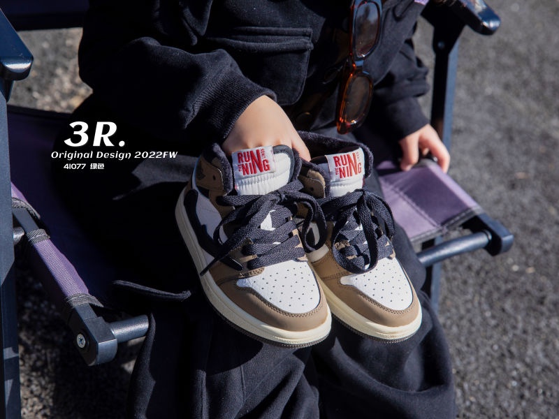 2023冬季新款韩版货儿童鞋潮牌3R中大童男女童高帮加棉滑板运动鞋