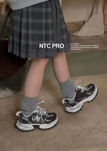 2025冬新款韩版童鞋潮牌NTC男女童加棉魔术贴运动保暖做旧老爹鞋