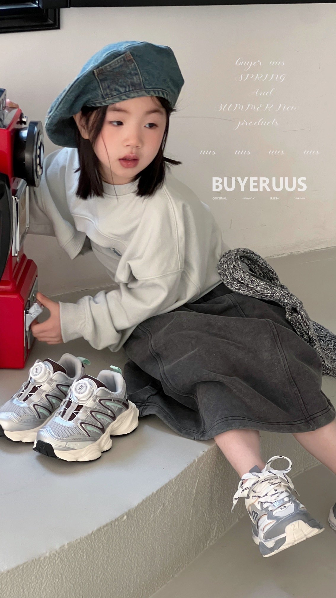 旋转纽扣儿童运动鞋UUS轻便韩版