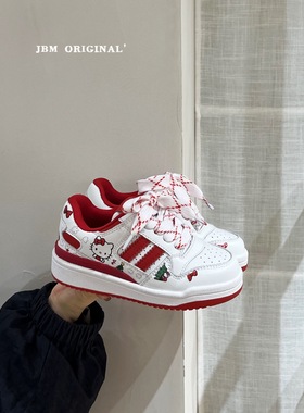 2026春韩版童鞋潮牌JBM中大男女童魔术贴新年红白色滑板鞋运动鞋