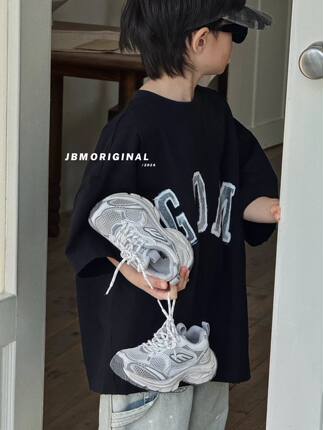 2026夏新款韩版童鞋潮牌JBM中大男女童单网魔术贴透气老爹运动鞋
