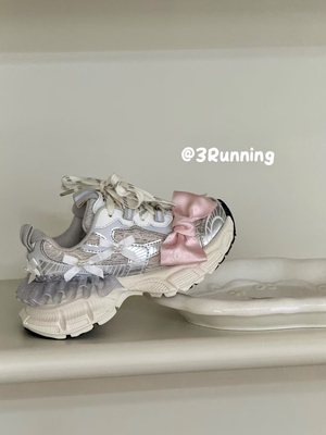 女童魔术贴蕾丝防滑老爹鞋运动鞋