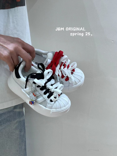 JBM镂空网贝壳头白色运动板鞋