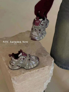 2025秋冬新款韩版货儿童潮NTC男女童安可拉红蜘蛛网3XL复古运动鞋