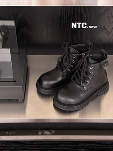 春秋季新款韩版货儿童鞋潮牌NTC中大男女童牛皮马丁靴短靴皮靴