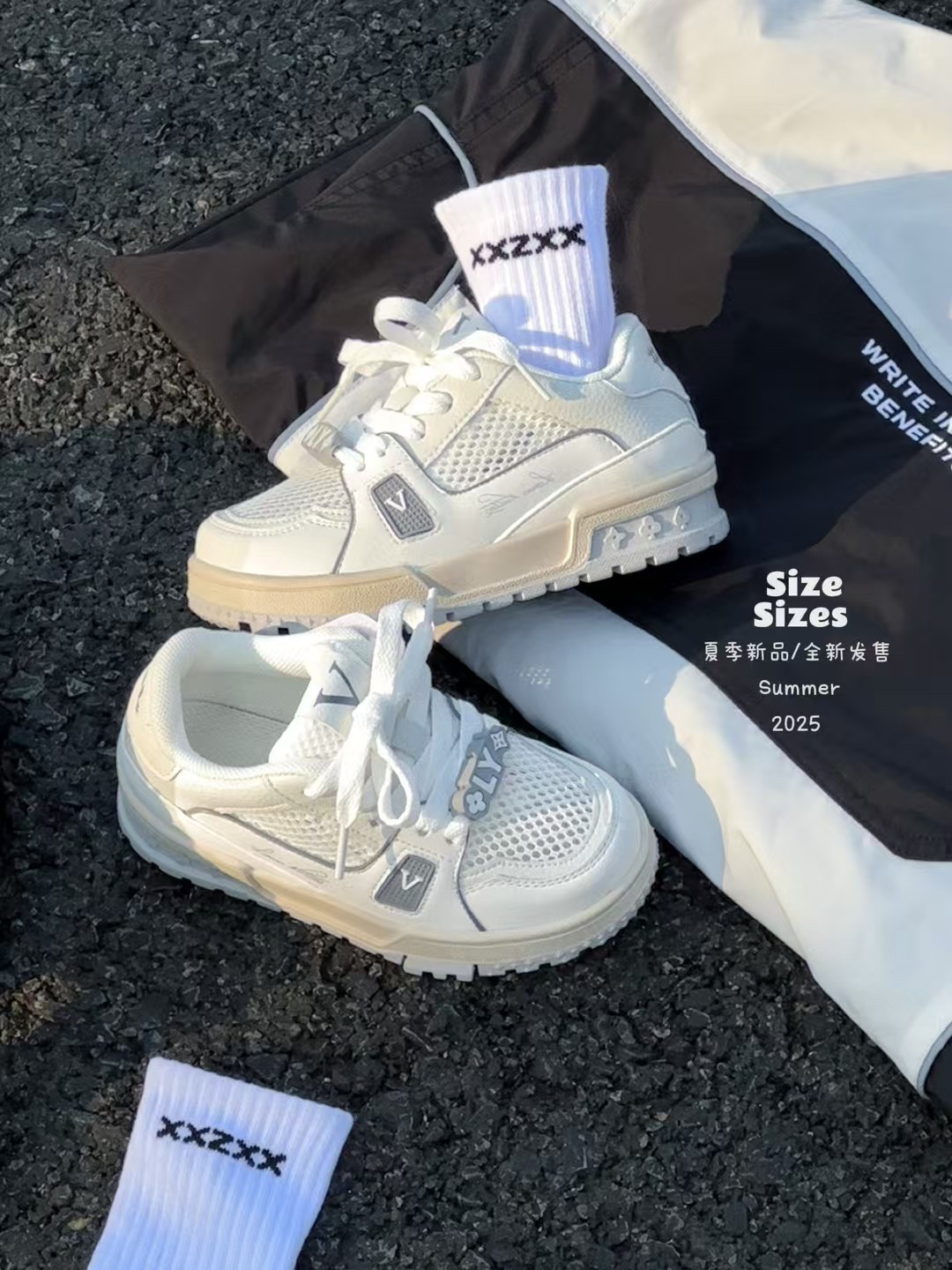 2025夏新款韩版童鞋潮牌SIZE中大男女童网面透气轻便白色运动凉鞋