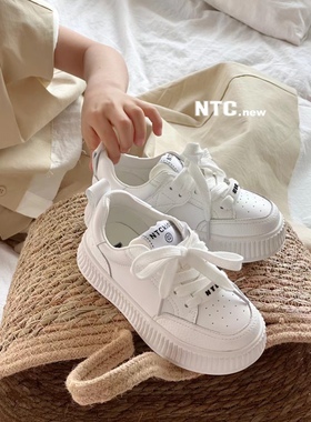春秋新款韩版货儿童鞋潮牌NTC中大男女童白色滑板运动鞋饼干鞋