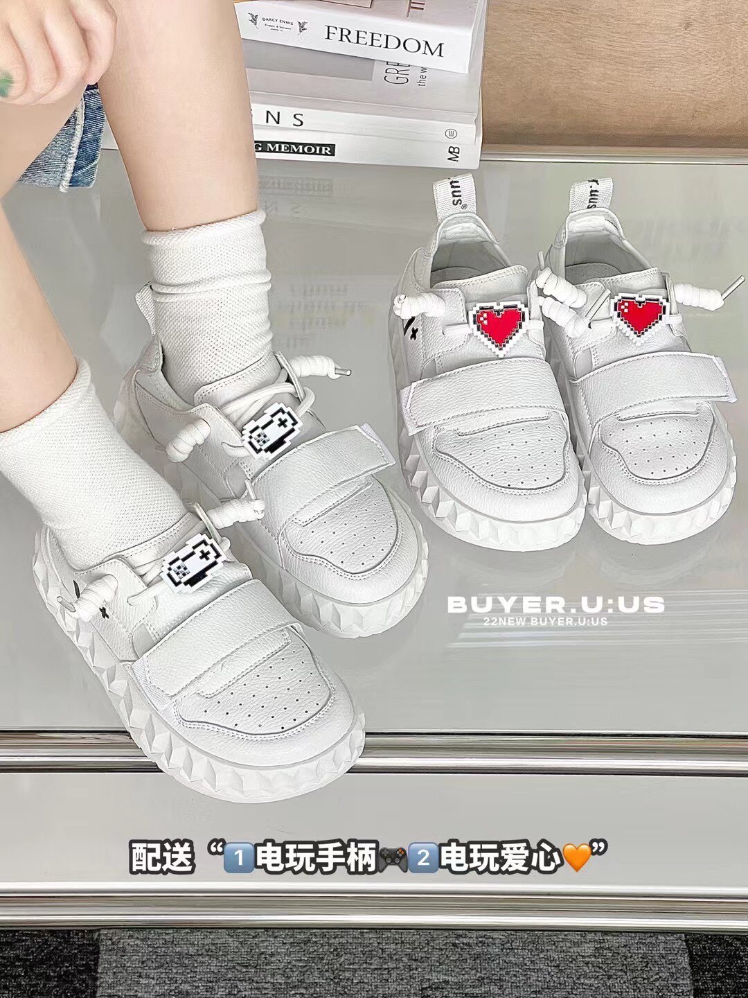 春秋新款韩版货儿童鞋潮牌UUS中大童男女童白色滑板街舞运动鞋