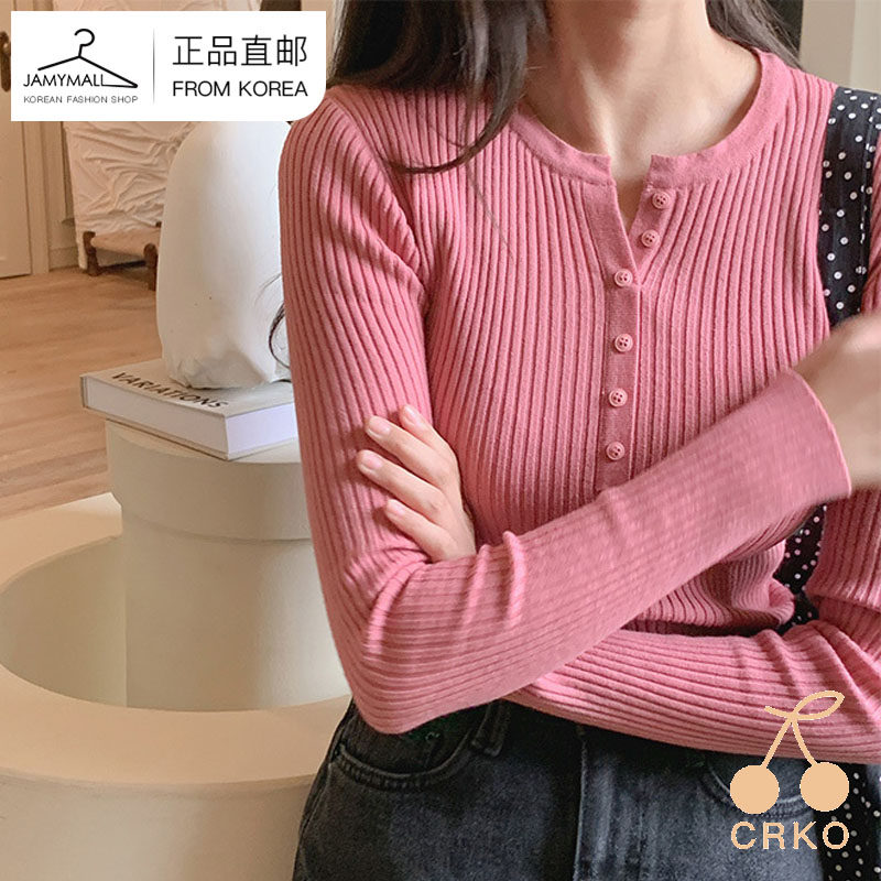 韩国直邮CRKO2020秋季新款韩版修身显瘦简约打底针织衫