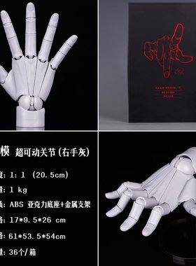 优质超可动手指1/1白灰色人手模型素描 标准左右手手部双支撑支架